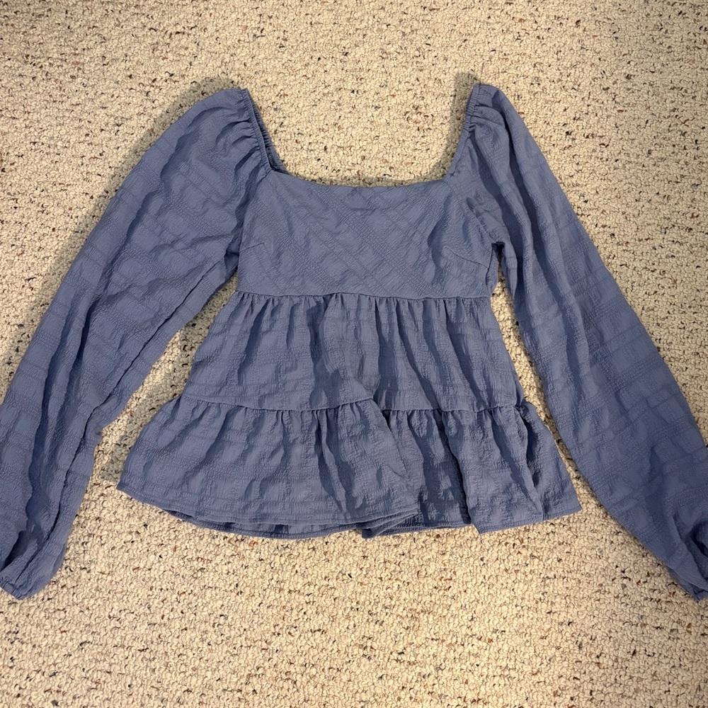 Altar'd State Blue Long Sleeve Blouse